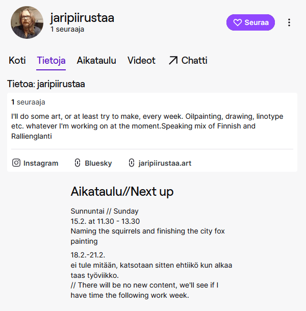 Olen alkanut striimata&nbsp;Twitchissä
